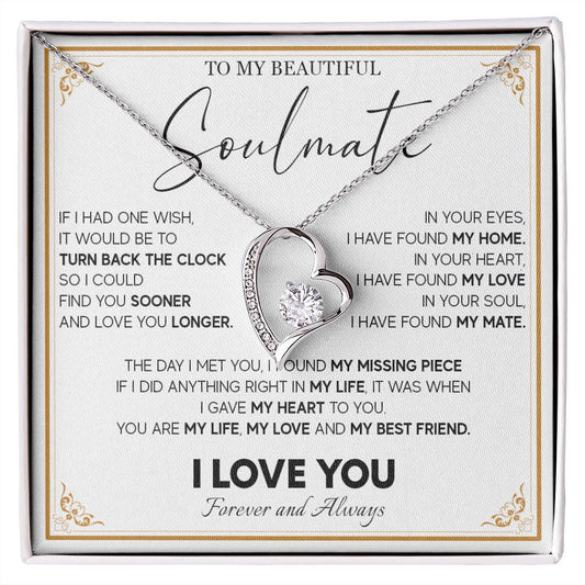 511C To My Beautiful Soulmate Necklace, Gift for Wife, Girlfriend, Anniversary Gift