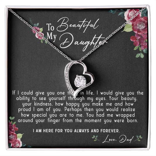 119C Daughter Necklace, To My Beautiful Daughter Necklace Gift From Dad, Xmas Gift