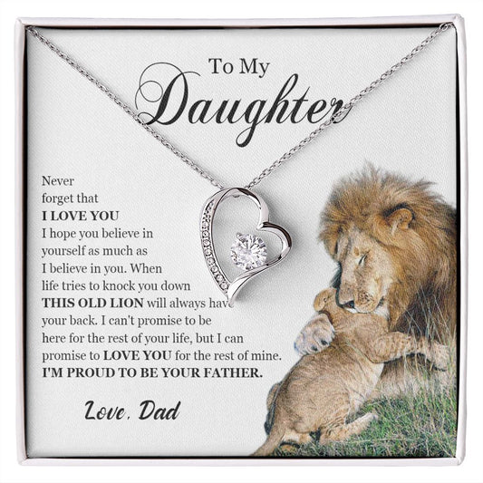 461C To My Daughter Necklace, Gift For Daughter From Dad, Daughter Father Lion Gift