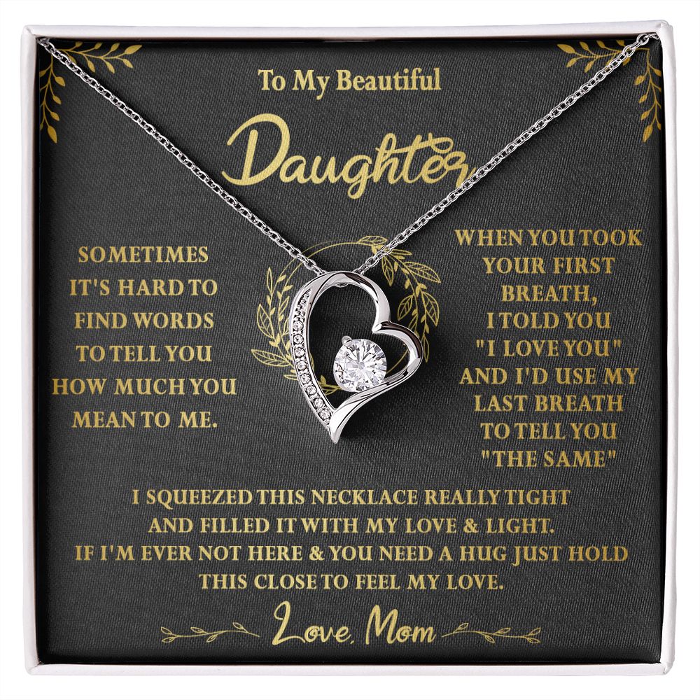 118C To My Beautiful Daughter Necklace,Gift For Daughter From Mom, Xmas Birthday Gift