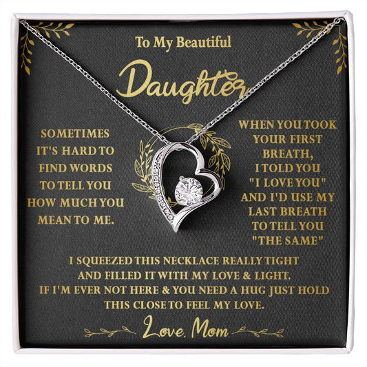 118C To My Beautiful Daughter Necklace,Gift For Daughter From Mom, Xmas Birthday Gift