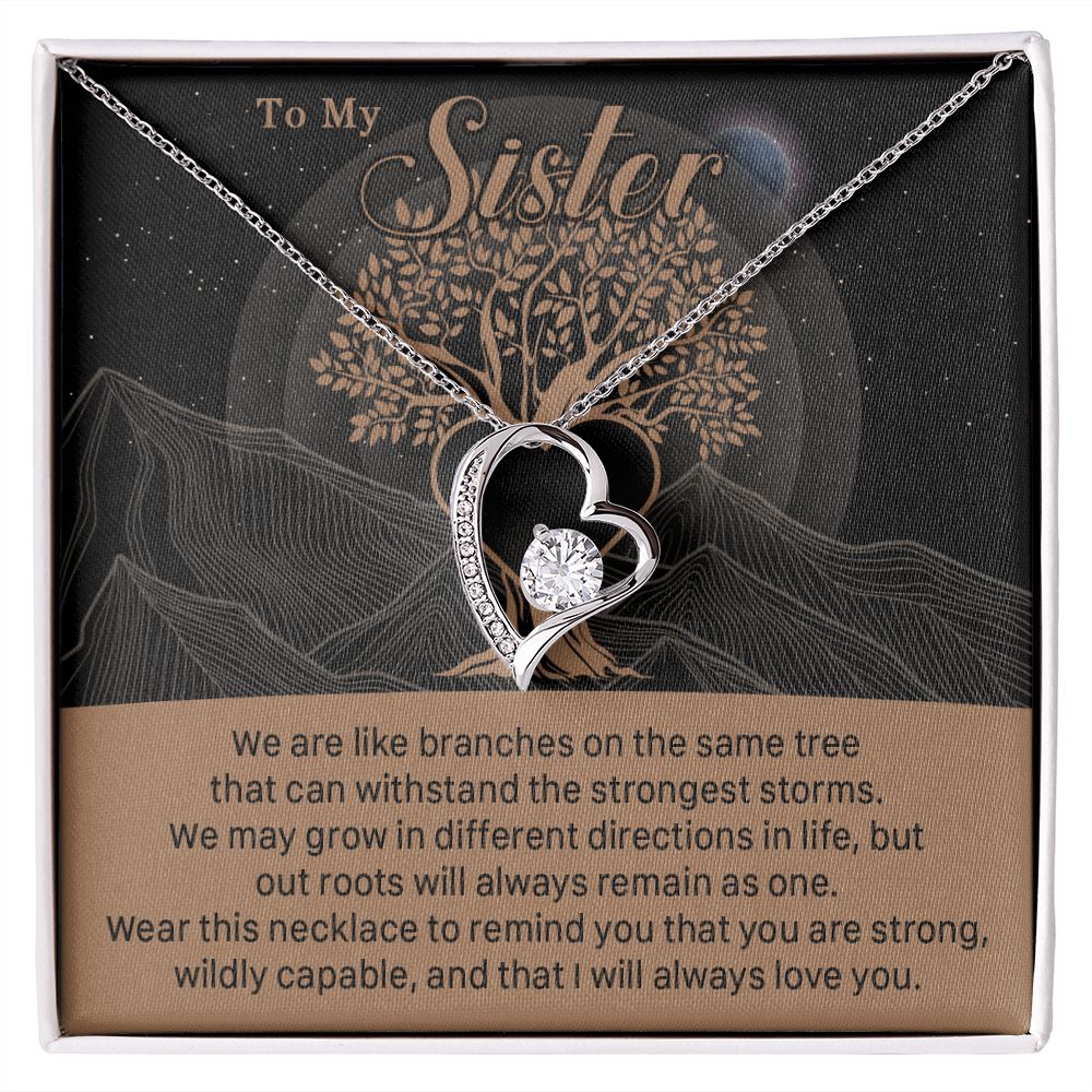 547C To My Sister, Strong Roots Heart Pendant Necklace Gift for Sister Birthday, Xmas