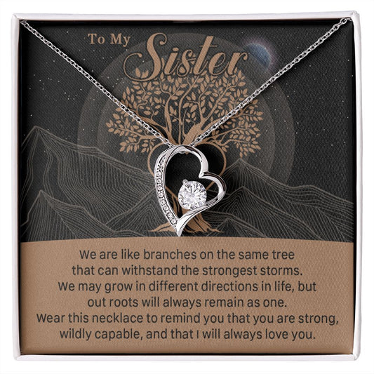 547C To My Sister, Strong Roots Heart Pendant Necklace Gift for Sister Birthday, Xmas