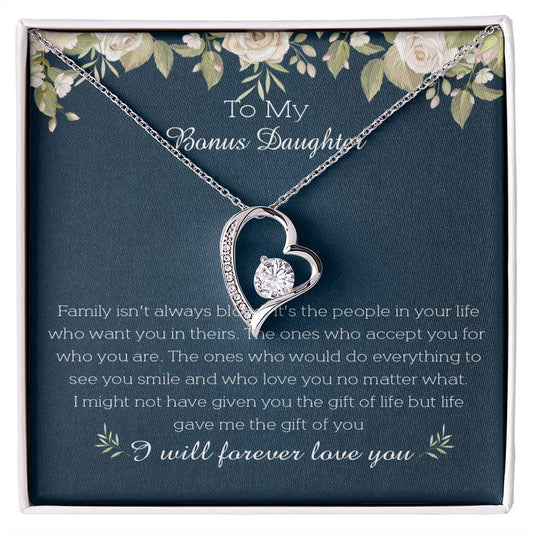 23C To My Bonus Daughter Necklace, I Will Forever Love You, Gift Birthday, Holiday