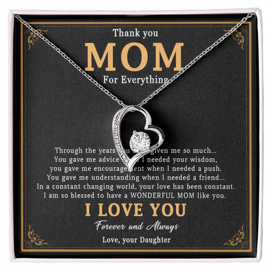 518C Love my Mom Necklace, Thank You Mom Necklace, Mom Birthday Gift From Daughter