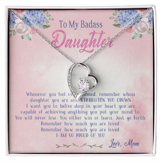 47C To My Badass Daughter Necklace From Mom, Badass Daughter Necklace Birthday