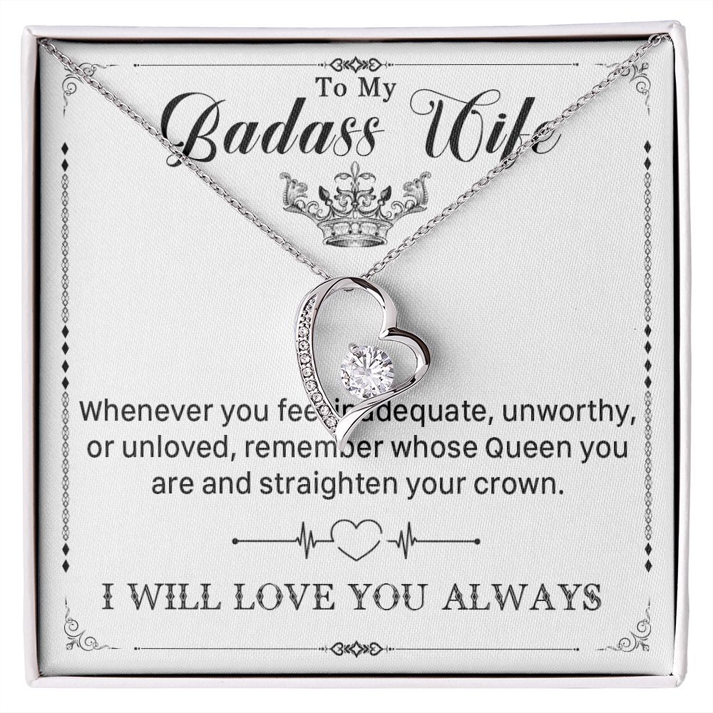 546C To My Badass Wife Pendant Necklace, Wife Necklace Birthday Gift from Husband