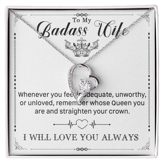546C To My Badass Wife Pendant Necklace, Wife Necklace Birthday Gift from Husband