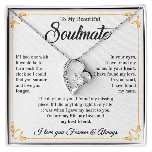615C To My Beautiful Soulmate Necklace, Gift for Wife, Girlfriend, Valentine Gift