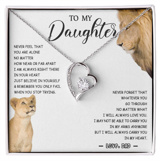 476C To My Daughter Necklace Father to Daughter Birthday Christmas Gift from Lion Dad
