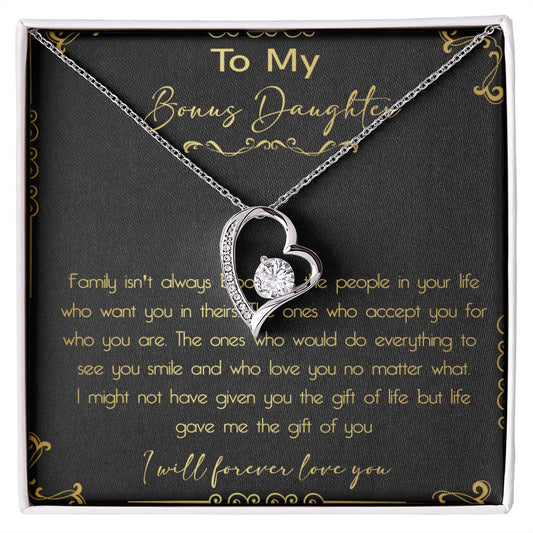 44C To My Bonus Daughter Necklace, Daughter Necklace, Gift Birthday, I Love You