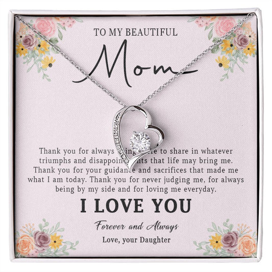 521C Love Mom Necklace, To My Beautiful Mom Necklace, Mom Birthday Gift from Daughter