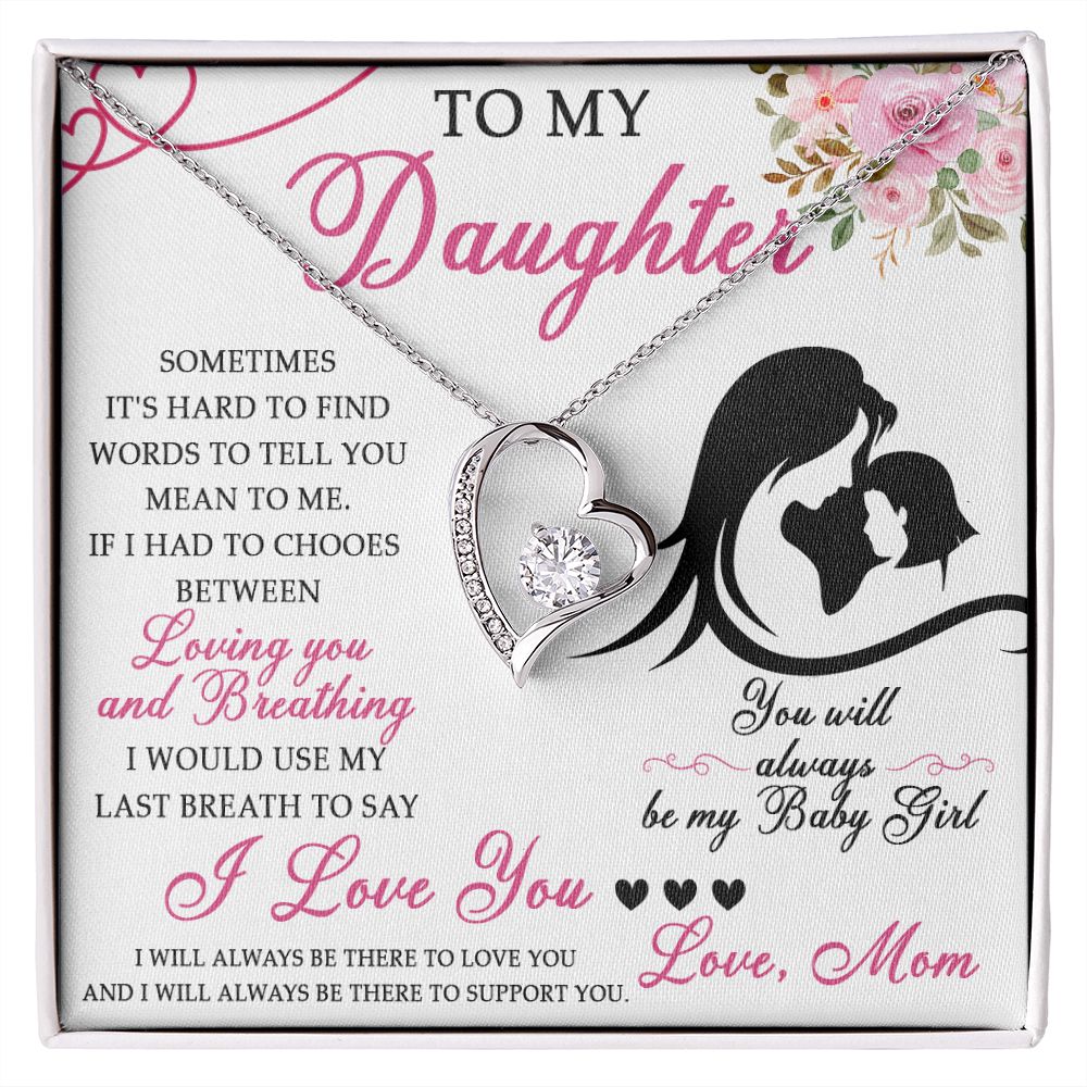 50C To My Daughter Necklace From Mom, Jewelry Gift For Daughter On Birthday, Holiday