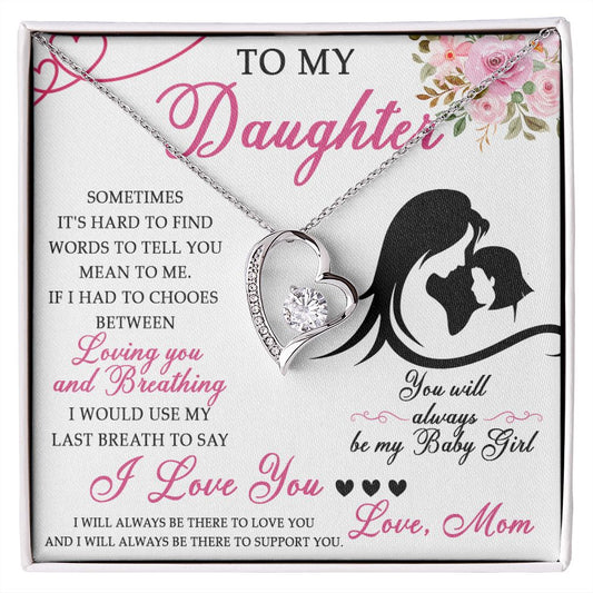 50C To My Daughter Necklace From Mom, Jewelry Gift For Daughter On Birthday, Holiday