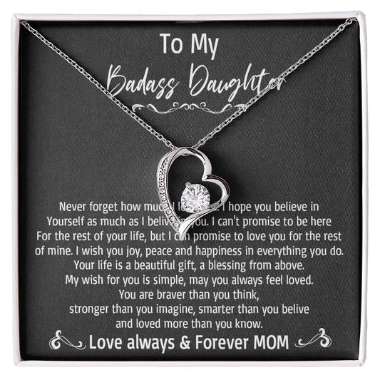 36C To My Badass Daughter Necklace, Love Always & Forever Mom, Gift From Mom