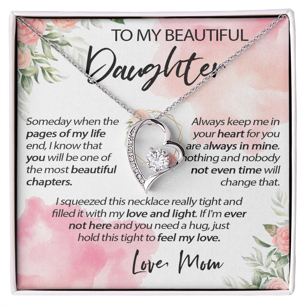 34C To My Beautiful Daughter A Wonderful Daughter Love Knot Necklace, Gift From Mom
