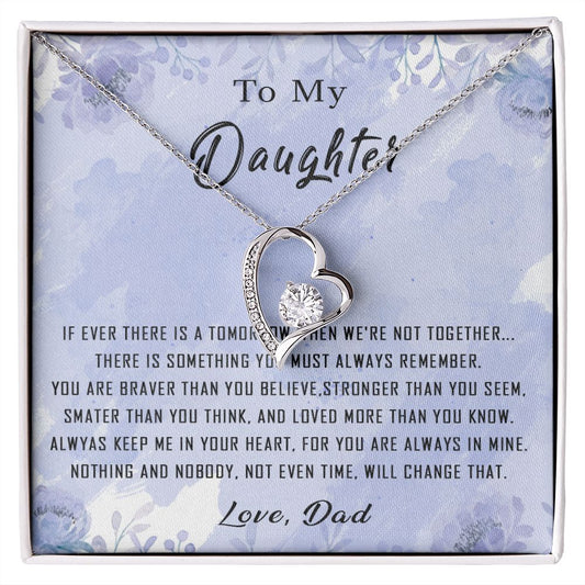 100C To My Daughter Necklace From Dad Father You're Braver Stronger Smarter Daughter