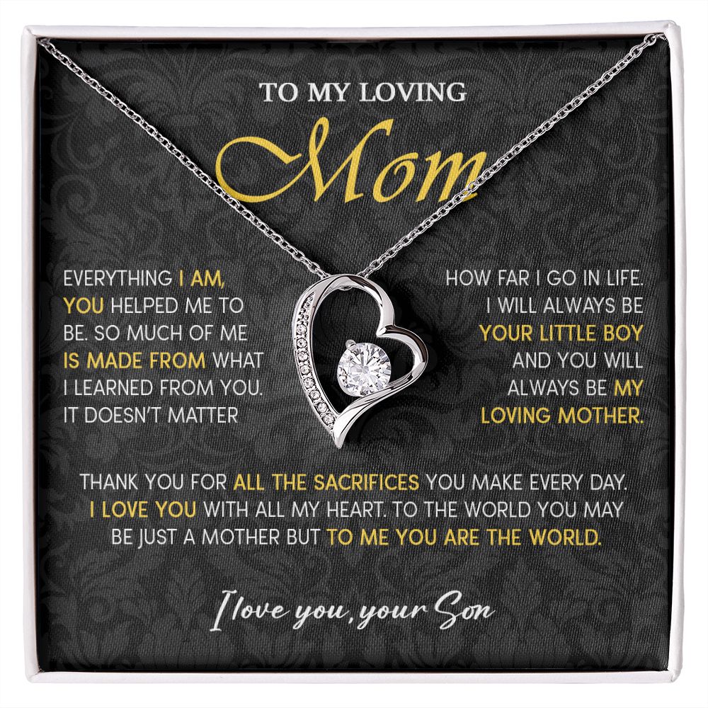 441C To My Loving Mom Necklace, Gift for Mom from Son, Mom Birthday Gifts Necklace