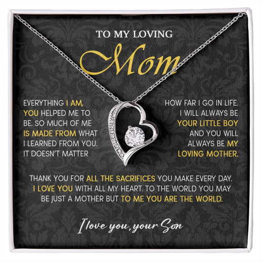 441C To My Loving Mom Necklace, Gift for Mom from Son, Mom Birthday Gifts Necklace