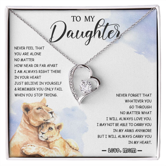 478C To My Daughter Necklace Mother to Daughter Birthday Christmas Gift from Lion Mom