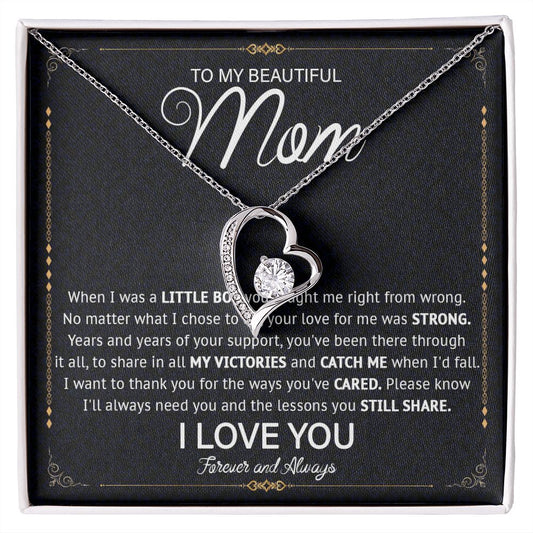 527C Love Knot Necklace To Mom From Daughter Son, Birthday Jewelry To Mom, Mother Day