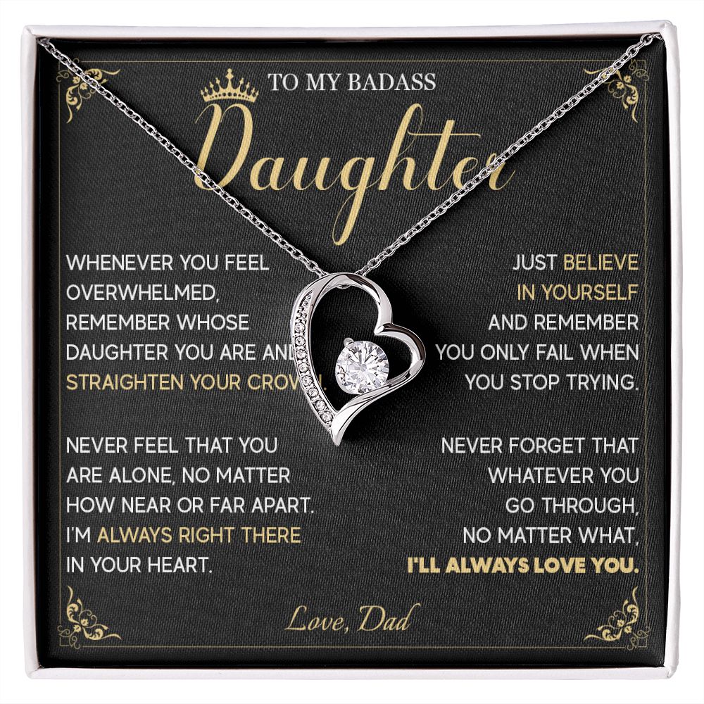 513C To My Badass Daughter Crown Necklace, Birthday Gift For Badass Daughter From Dad