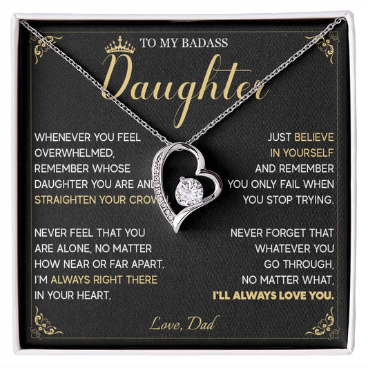 513C To My Badass Daughter Crown Necklace, Birthday Gift For Badass Daughter From Dad