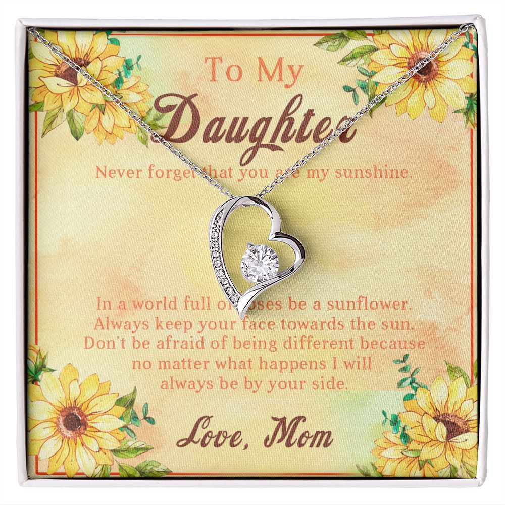 107C Sunflower Necklace, To My Daughter Necklace, Necklace Gift From Mom, Xmas Gift