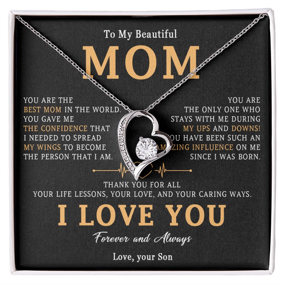 516C To My Beautiful Mom Necklace, Mom Gift, Mom Birthday Gift from Son, Love Gifts