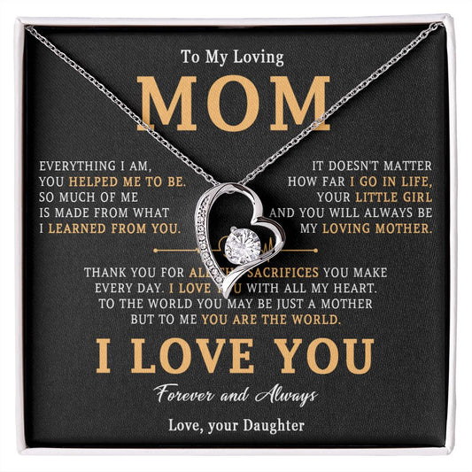 510C To My Loving Mom Necklace, Gift for Mom from Daughter, Mother's Day Jewelry Gift