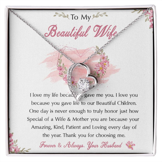 98C To My Beautiful Wife Necklace, Wife Necklace Gift from Husband, Birthday Gift