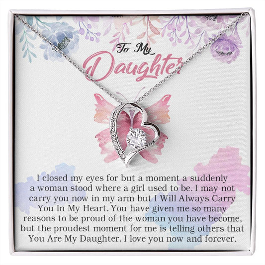 24C Butterfly To My Daughter Necklace, Gift Birthday, Holiday, Daughter Necklace