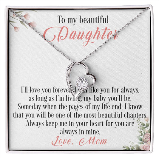 31C To My Beautiful Daughter Love Knot Necklace, I Love You, Gift For Daughter