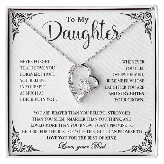 604C To My Daughter Necklace, Necklace Gift for Daughter from Dad,Birthday, Xmas Gift