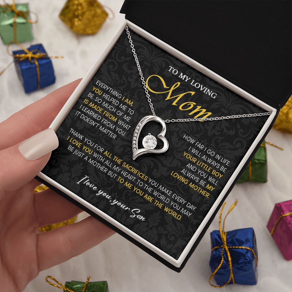 441C To My Loving Mom Necklace, Gift for Mom from Son, Mom Birthday Gifts Necklace