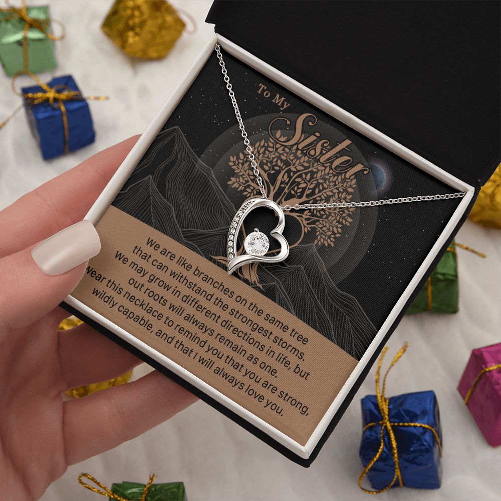 547C To My Sister, Strong Roots Heart Pendant Necklace Gift for Sister Birthday, Xmas
