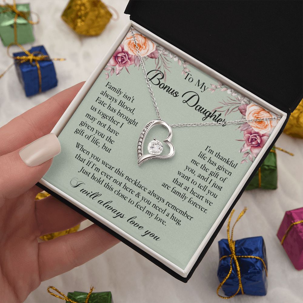 632C To My Bonus Daughter Necklace, Gift Birthday, Gift Ideas, Daughter Necklace