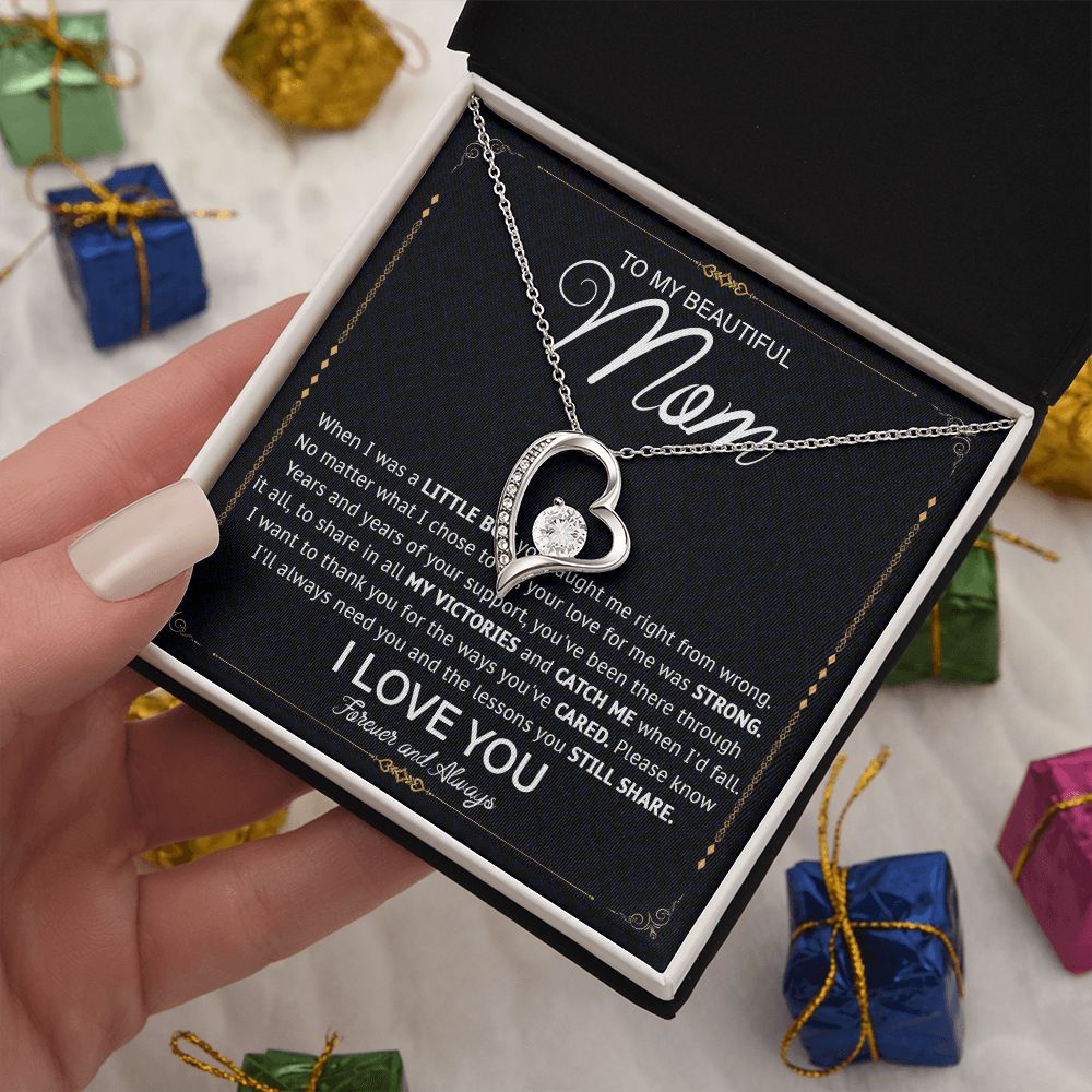 527C Love Knot Necklace To Mom From Daughter Son, Birthday Jewelry To Mom, Mother Day