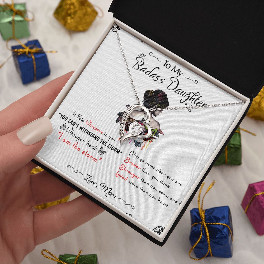 53C To My Badass Daughter, Badass Daughter Necklace From Mom, Birthday Gift
