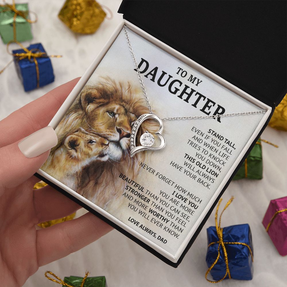 499C To My Daughter Necklace, Xmas Gift For Daughter From Dad, Daughter Father Lion