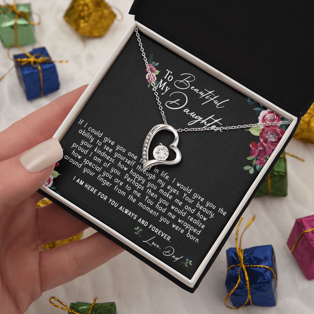 119C Daughter Necklace, To My Beautiful Daughter Necklace Gift From Dad, Xmas Gift