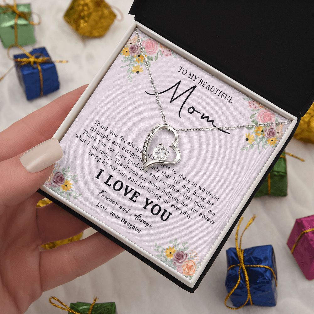 521C Love Mom Necklace, To My Beautiful Mom Necklace, Mom Birthday Gift from Daughter
