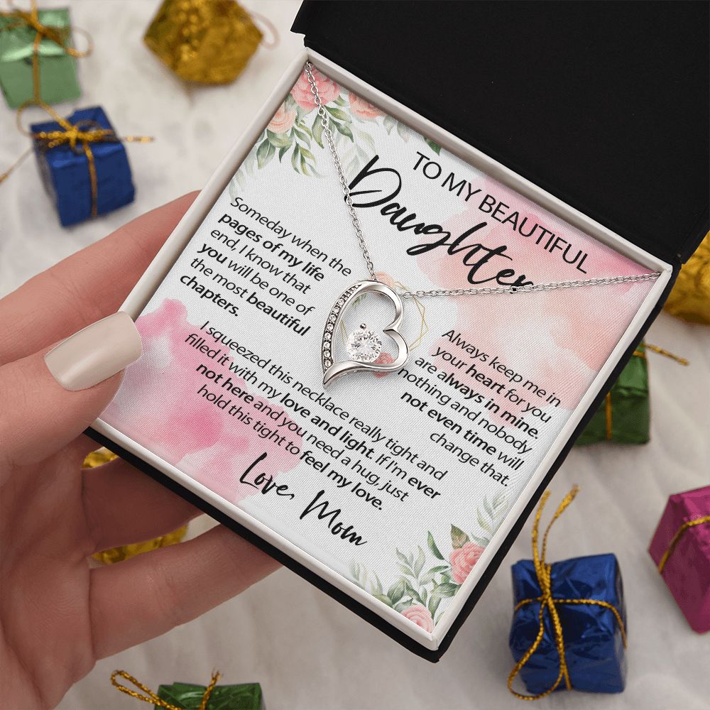 34C To My Beautiful Daughter A Wonderful Daughter Love Knot Necklace, Gift From Mom