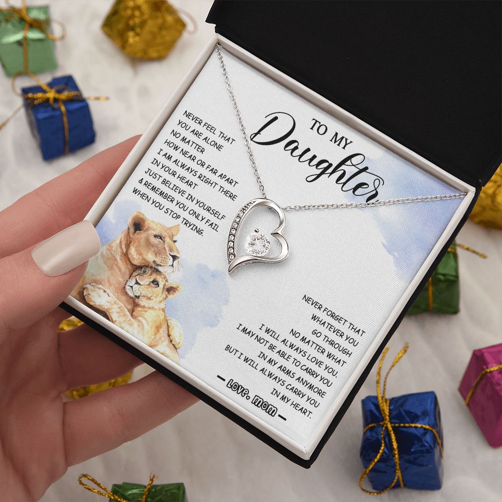 478C To My Daughter Necklace Mother to Daughter Birthday Christmas Gift from Lion Mom
