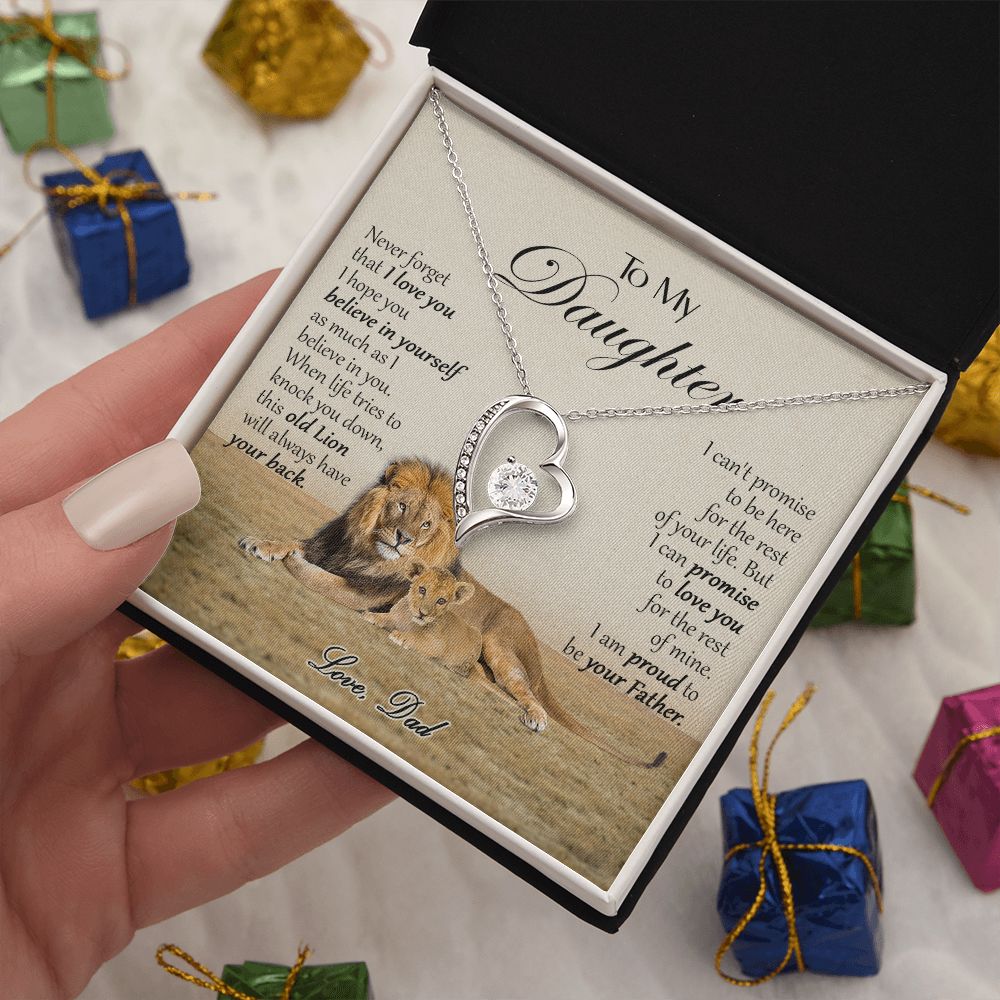 469C To My Daughter Necklace, Xmas Gift For Daughter From Dad, Daughter Father Lion