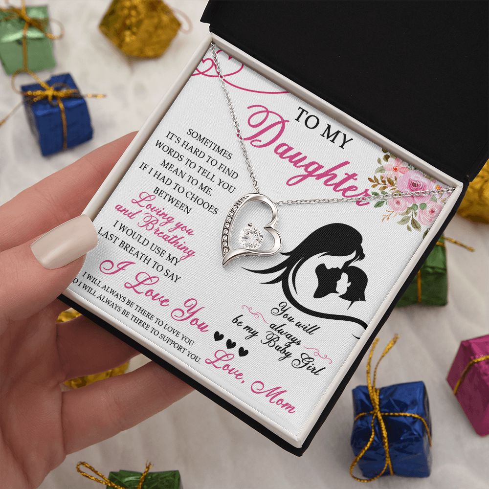 50C To My Daughter Necklace From Mom, Jewelry Gift For Daughter On Birthday, Holiday