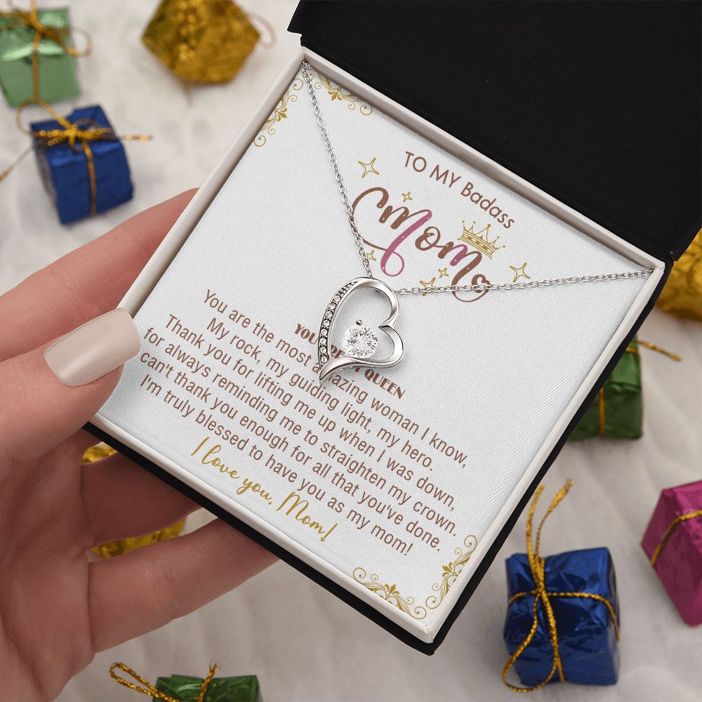 414C To My Badass Mom Necklace, You Are My Queen, I love You, Gift Necklace For Mom