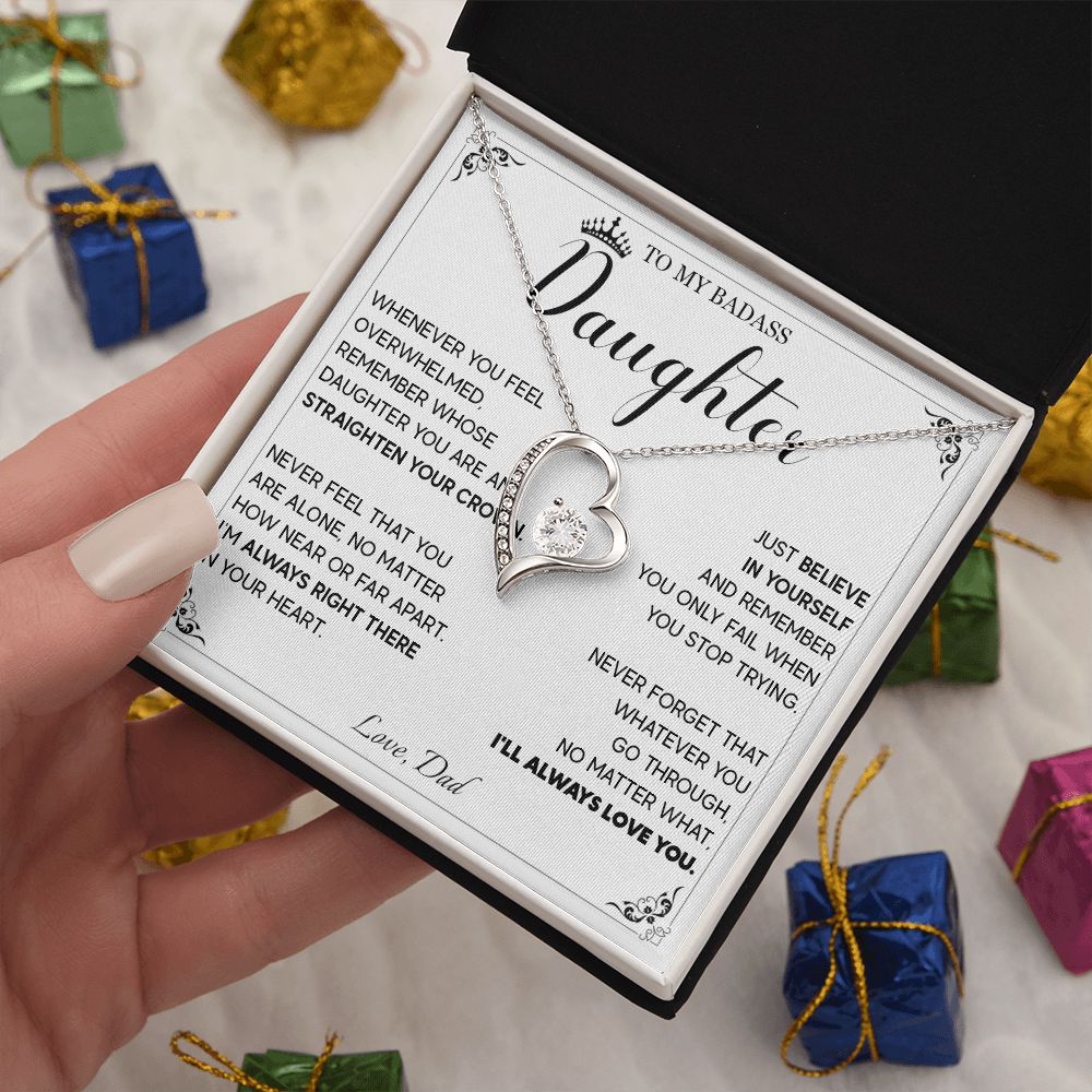 514C To My Badass Daughter Necklace, Birthday Gift For Daughter From Dad, Anniversary