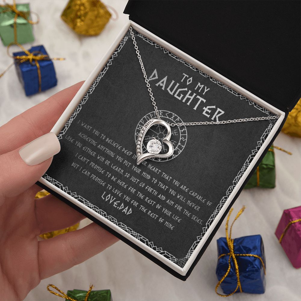 55C To My Daughter From Viking Dad, Gift For Viking Daughter Love Knot Necklace