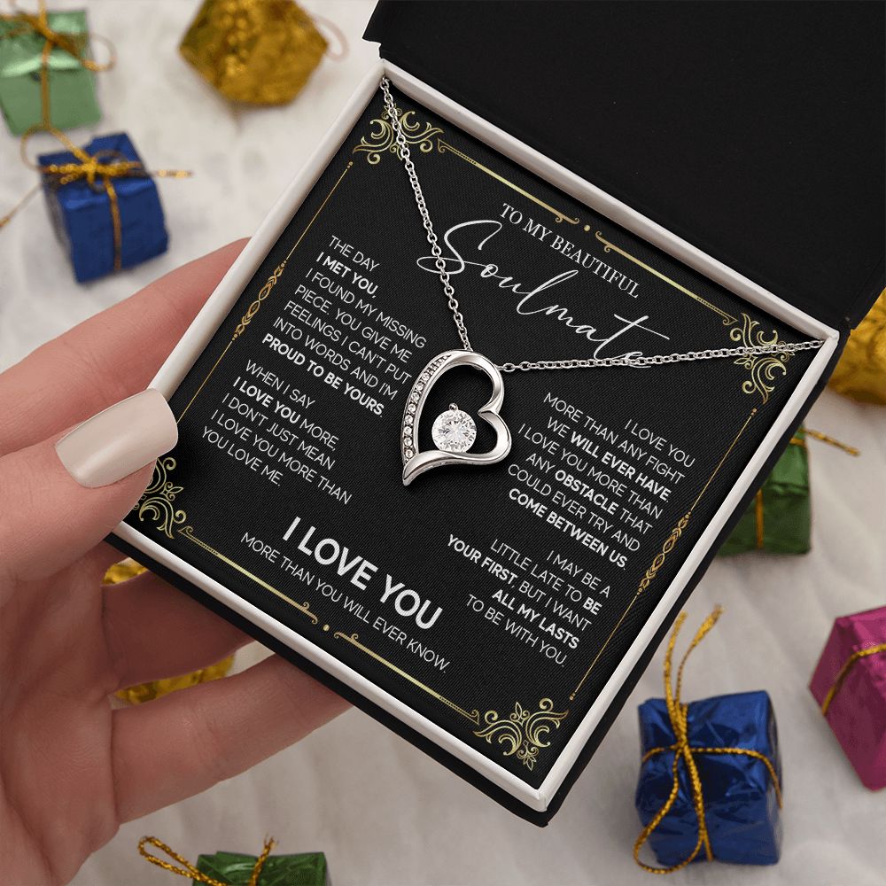 498C To My Soulmate Knot Necklace, Soulmate Necklace Gift, Birthday Gifts for Womens